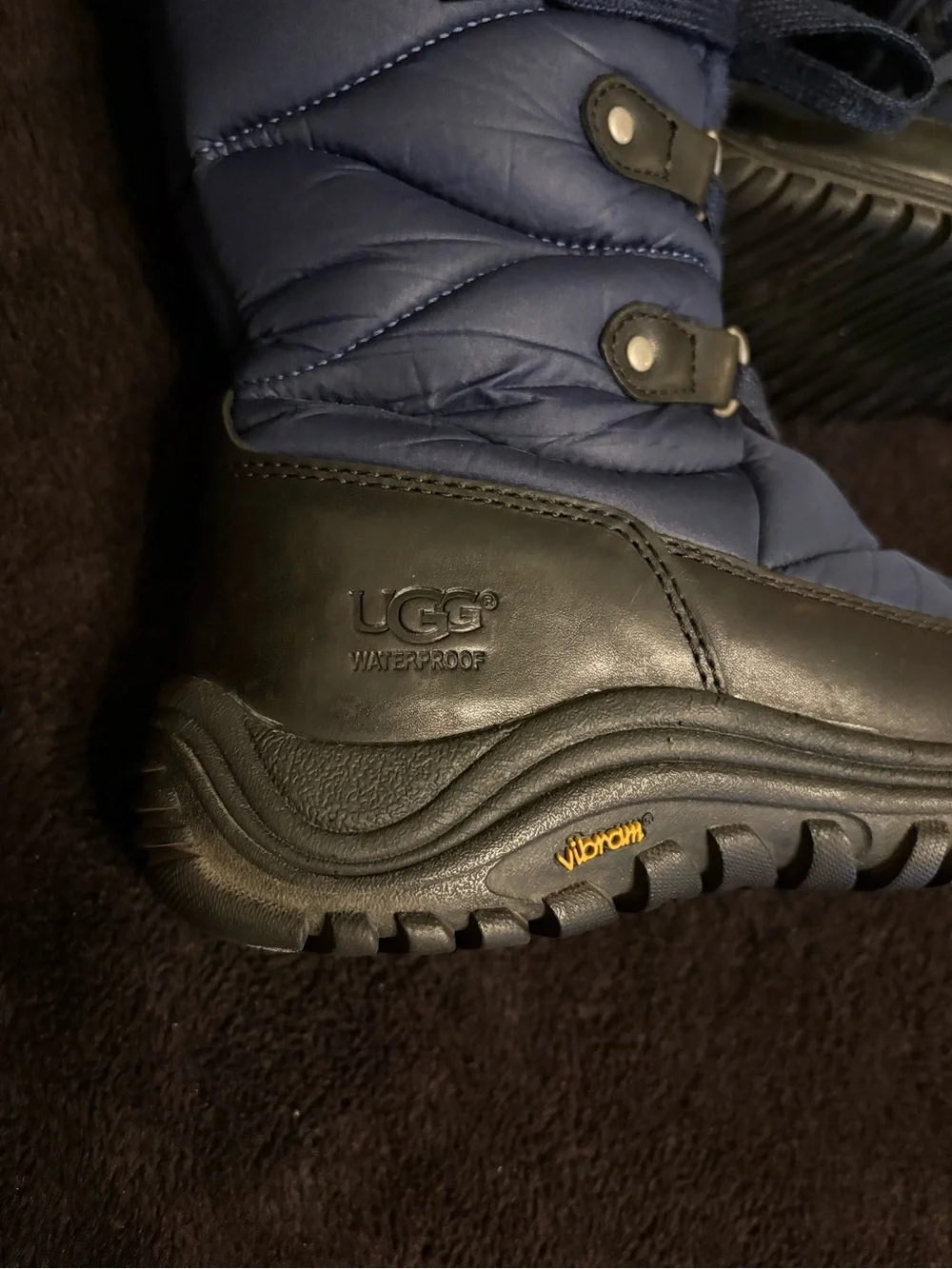 UGG Lorien Waterproof Insulated Sheepskin Navy Blue Snow Boots Women’s 6.5